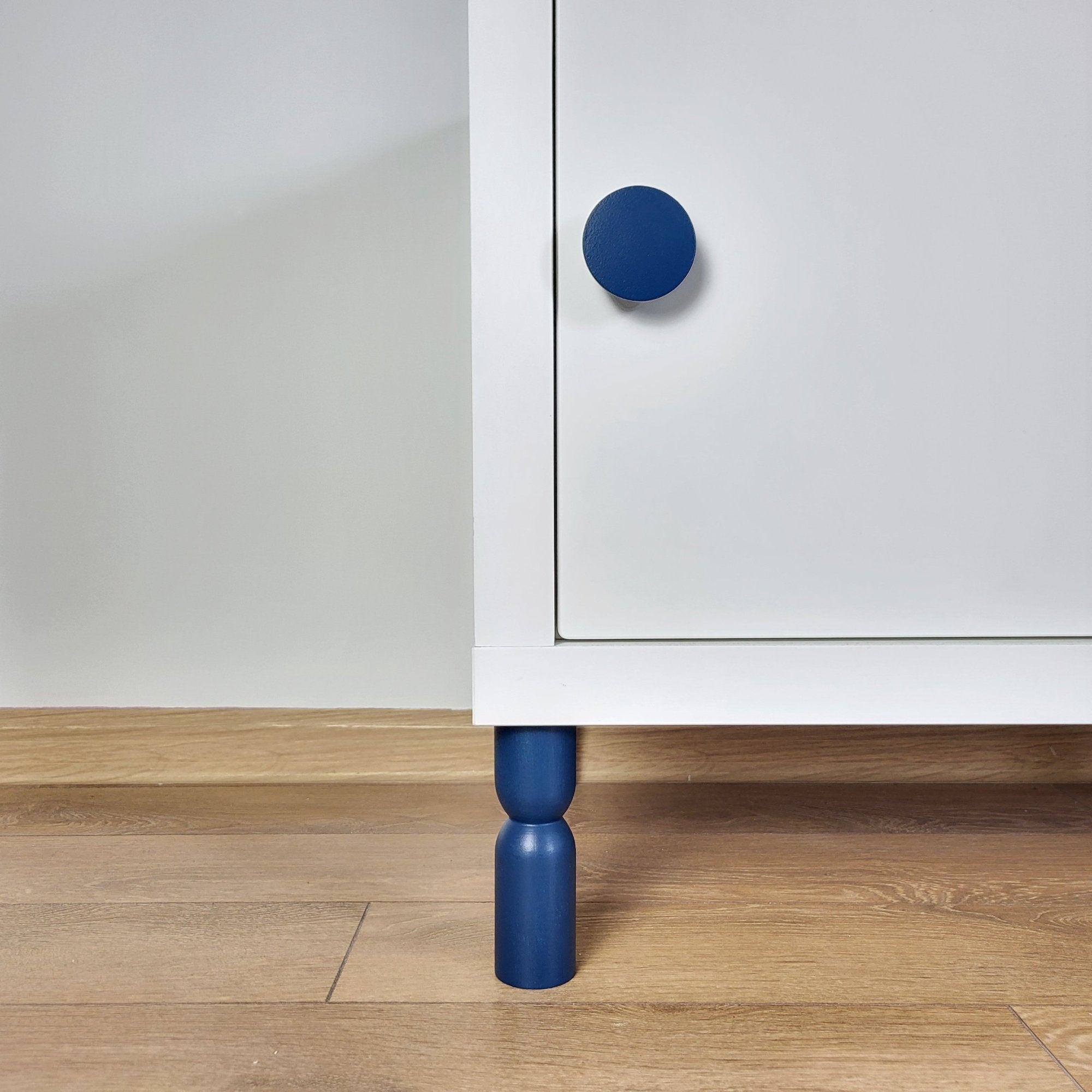 Dark blue leg and knob for IKEA Kallax cabinet