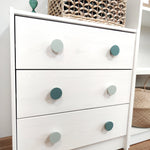 Mint and turquoise knobs for IKEA drawers