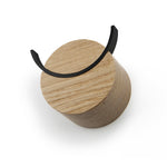 Wooden wall hook with black metal detail