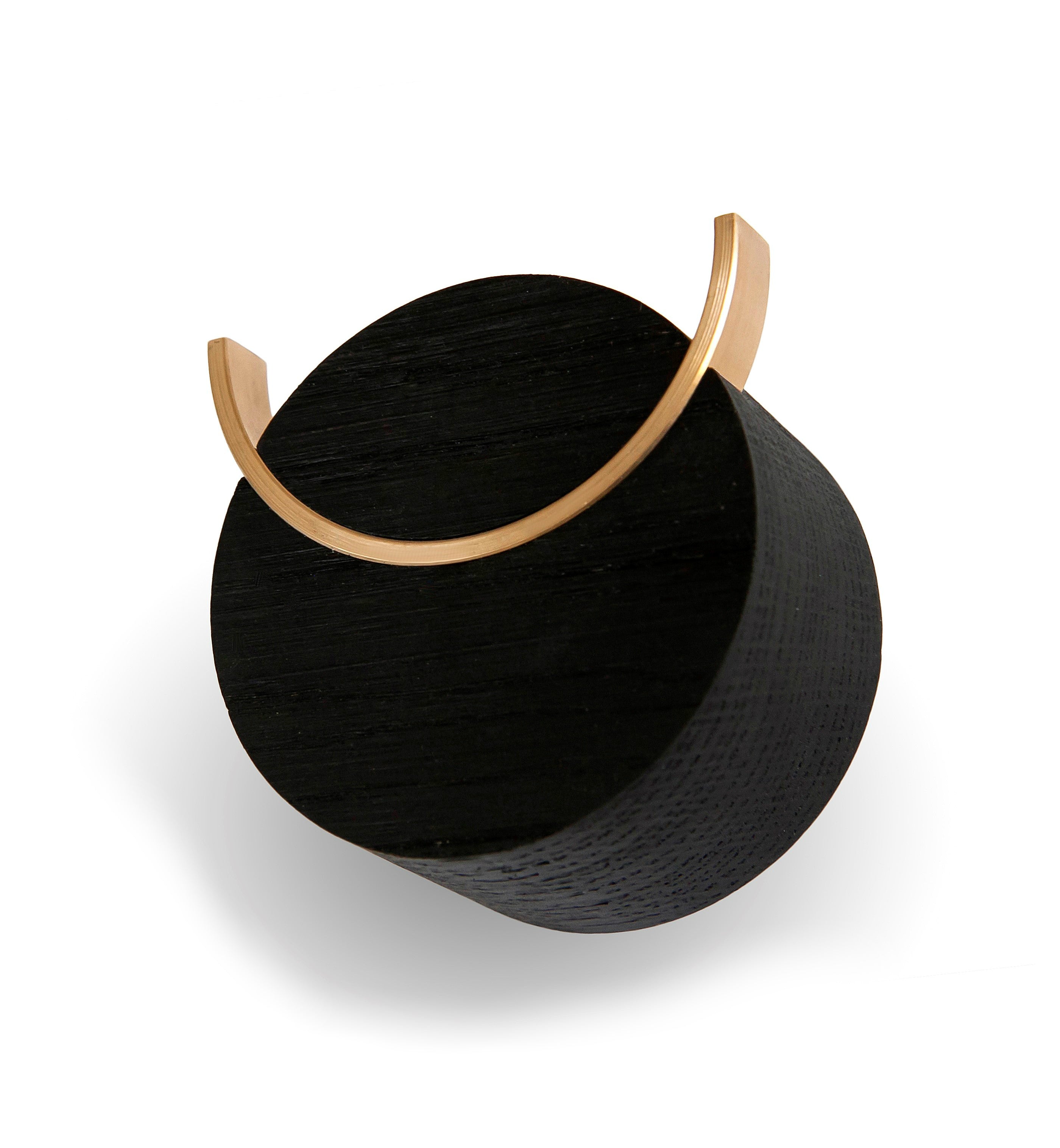 Black wall hook with brass detail