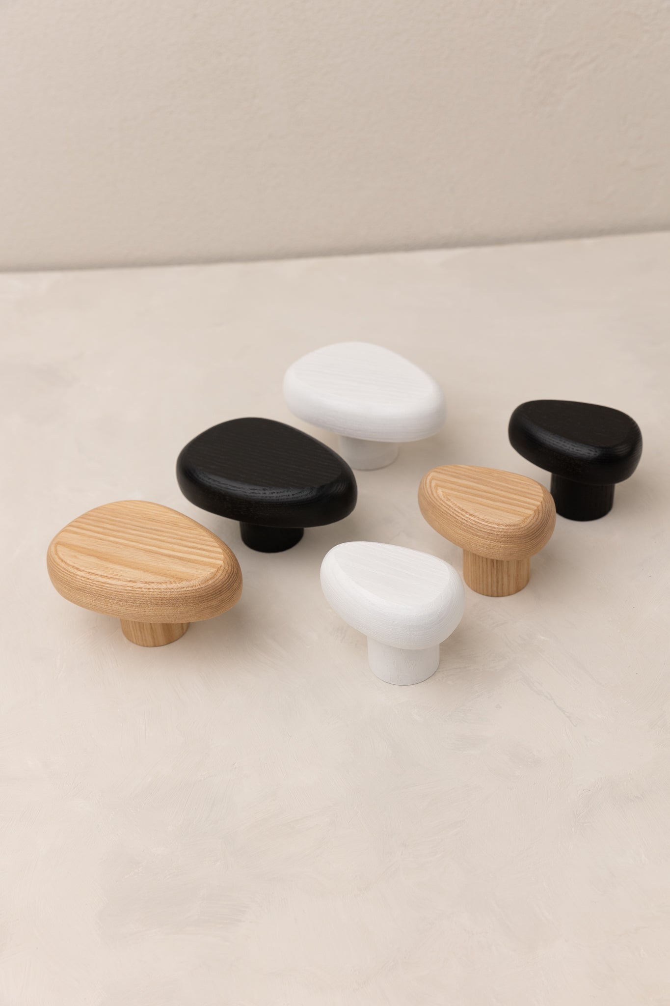 ash wood black, white and natural wall hooks