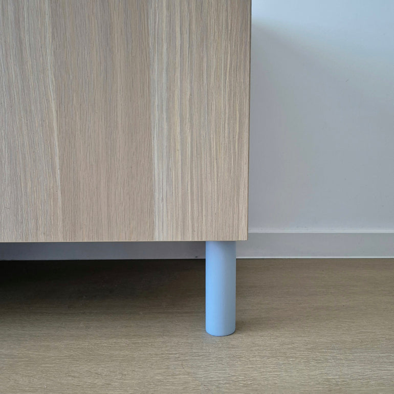 light blue cabinet legs