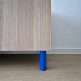 bright blue cabinet legs