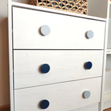 Light blue and dark blue knobs for cabinet