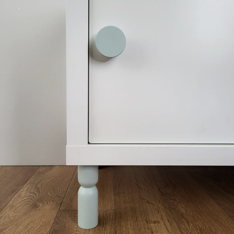 mint cabinet legs and mint knob