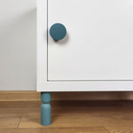 teal cabinet legs and knob