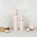 light pink IKEA cabinet legs and knobs