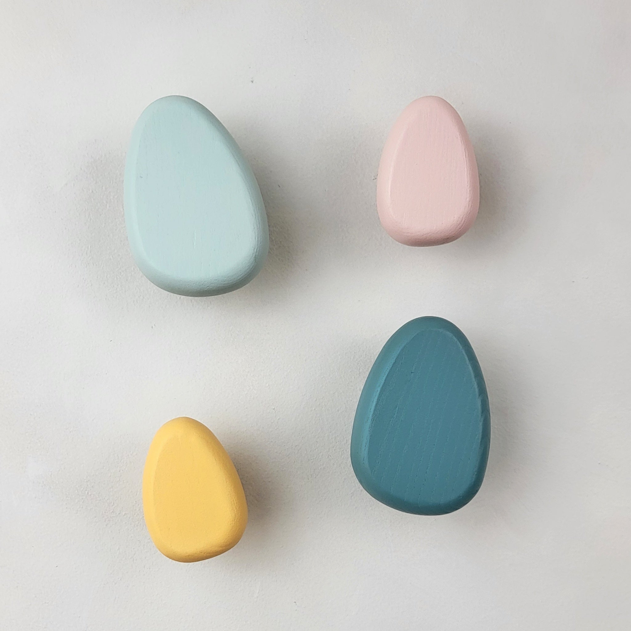 Yellow, pink, turquoise and mint wall hooks DROP