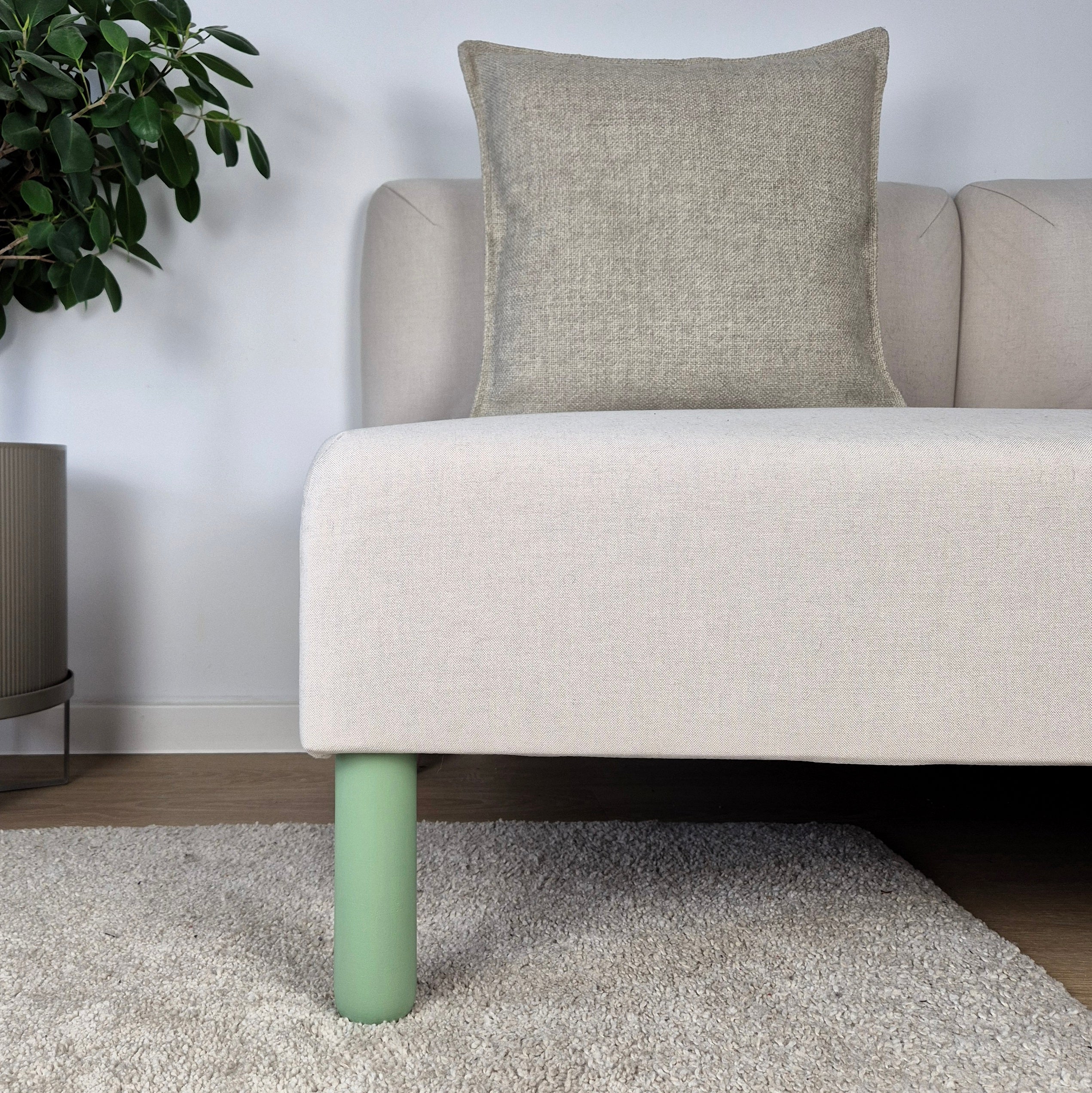 Kids' room colorful sofa with Ball furniture leg in mint green, stylish addition for IKEA furniture and DIY projects.