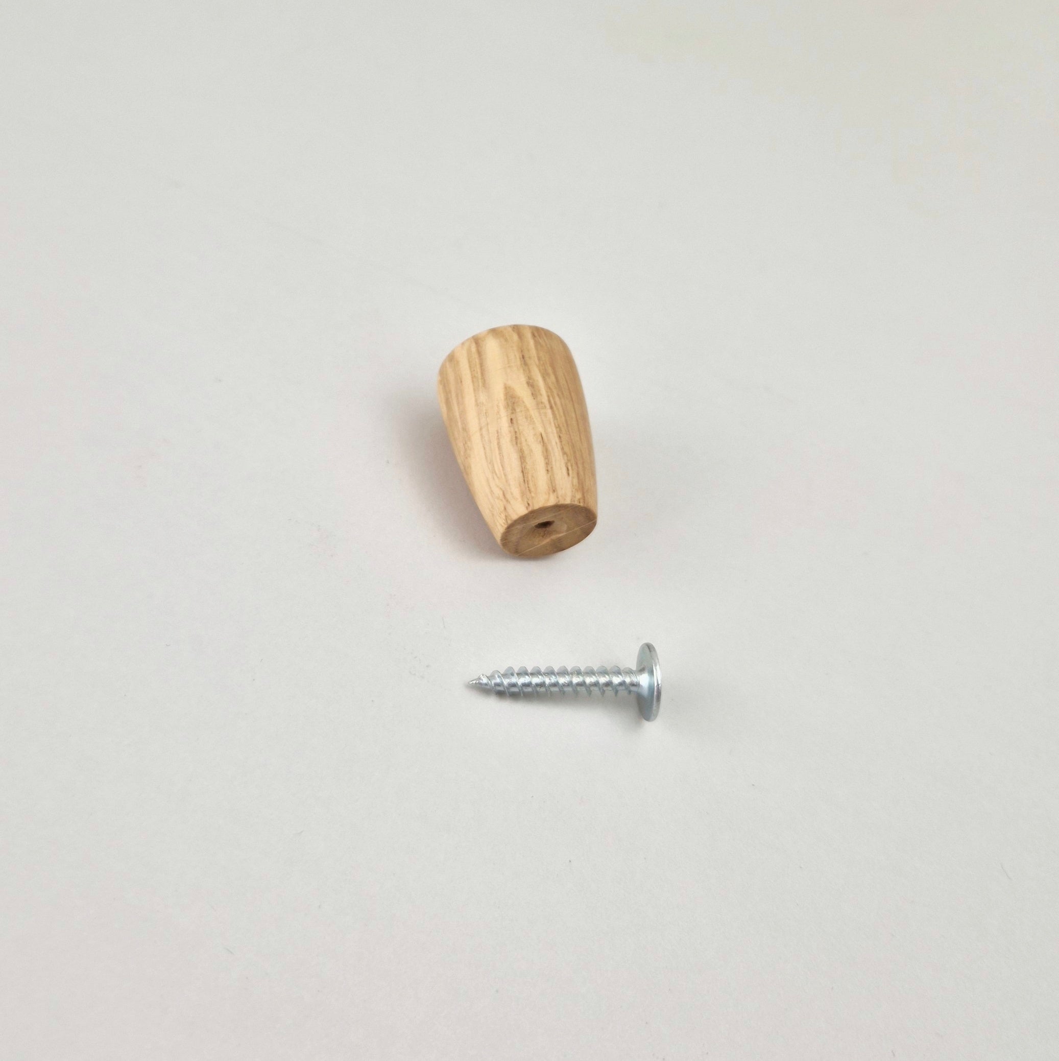 Oak wood cabinet knob and screw