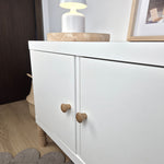 White cabinet with Wooden cabinet knob 