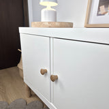 White cabinet with Wooden cabinet knob 