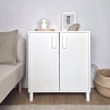 White cabinet with decorative items in a room setting