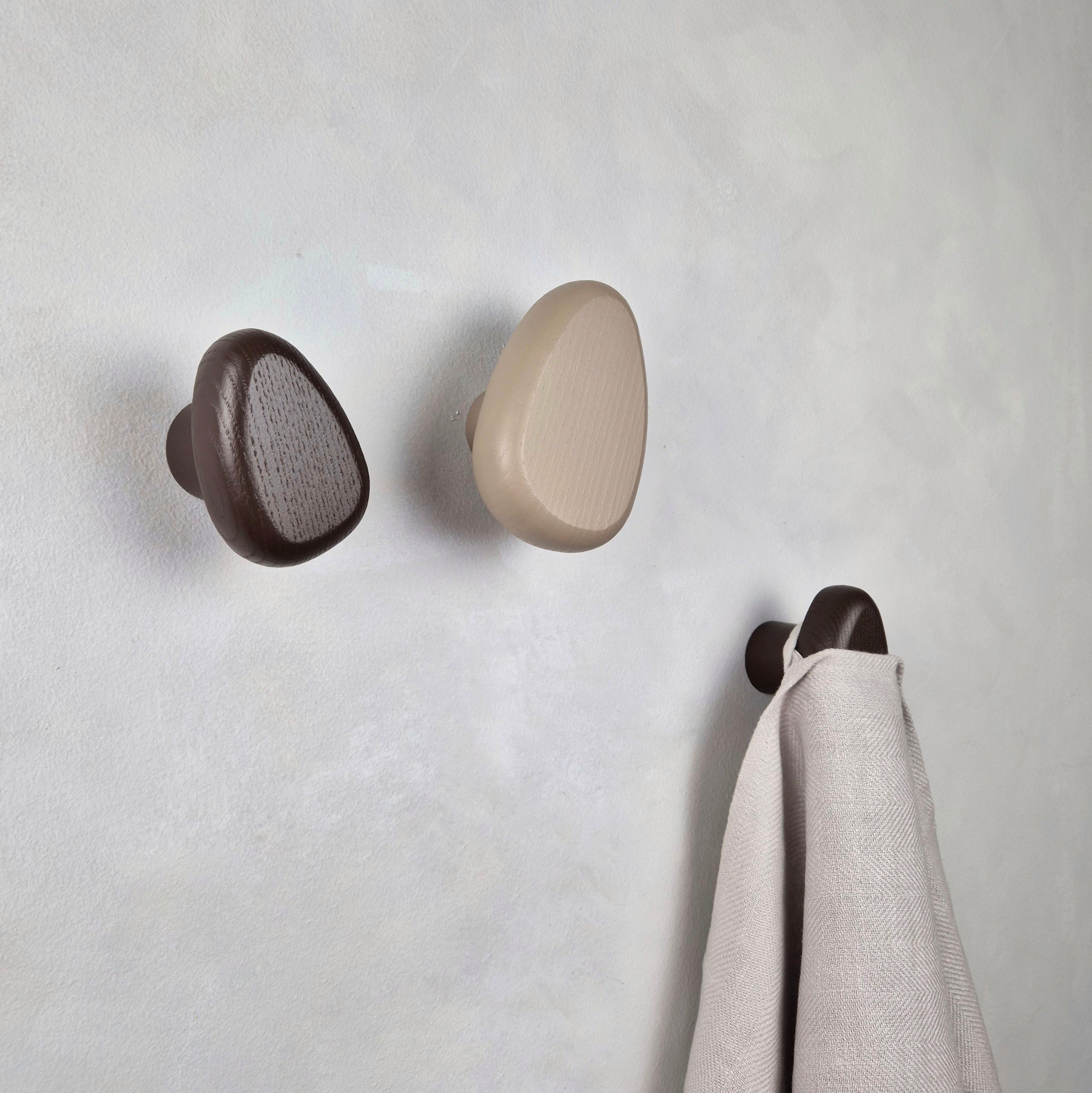 Brown wall hooks for bathroom