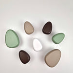 green, white and Brown wall hooks