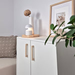 Wooden handles on IKEA cabinet