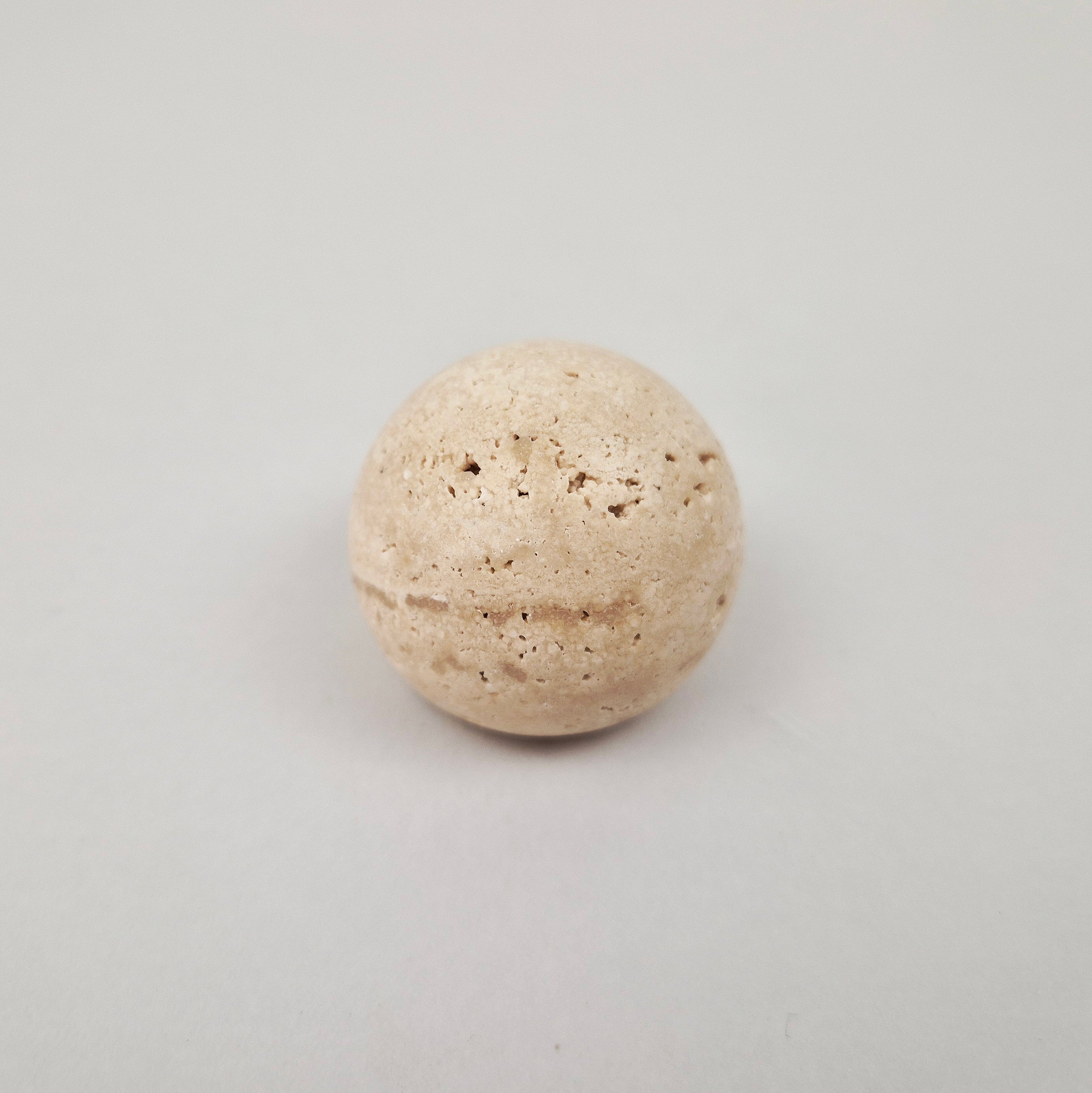 Travertine cabinet knob in ivory – natural stone, round ball shape