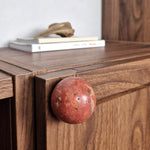 Travertine Cabinet Knob on modern wooden cabinetry showcasing natural stone elegance.