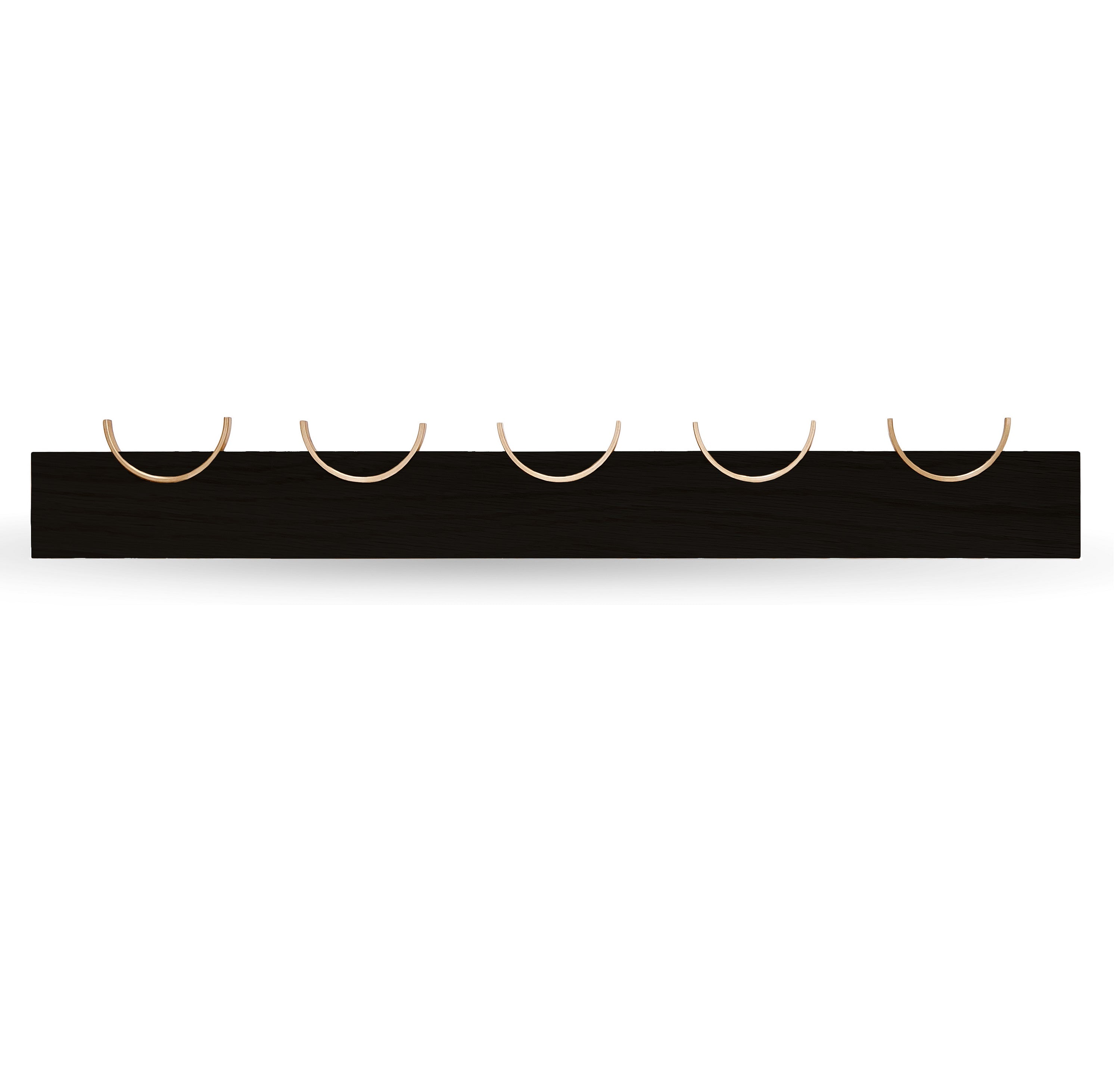 Black coat rack with brass metal details