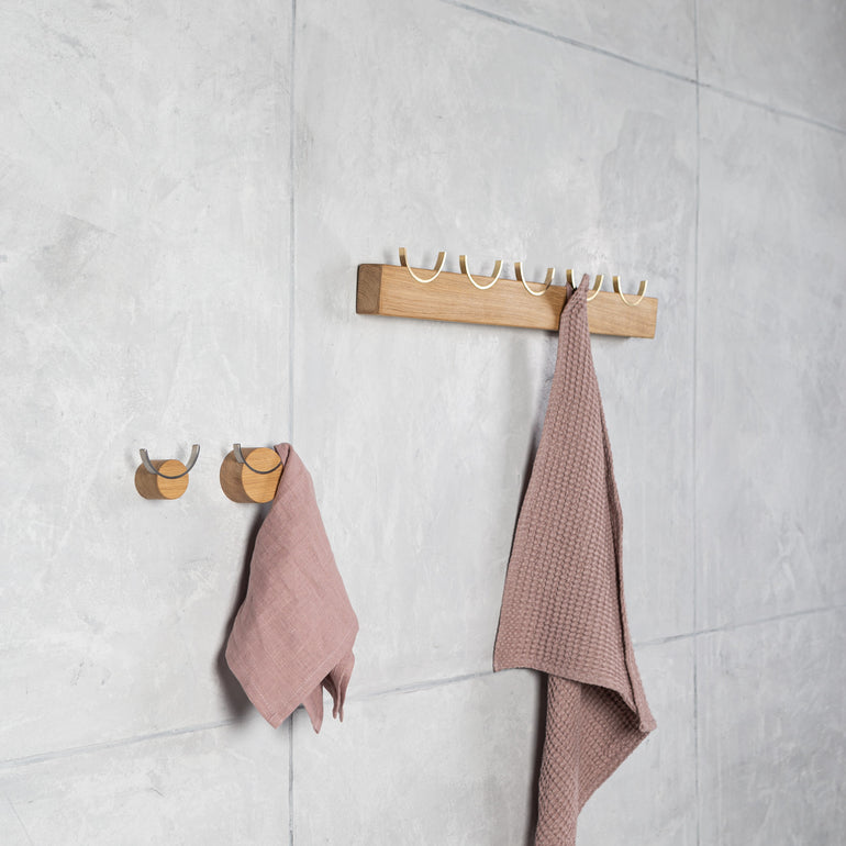 Coat rack and wall hooks for towels