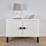 White cabinet with Round dark green knobs BALANCE