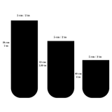 Comparison of three sizes of Ball furniture leg with measurements: 4 in, 5.10 in, and 7 in, all with a diameter of 2 in.