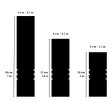 Dimensions of striped furniture legs showing height options: 4 in, 5.1 in, and 7 in; diameter 1.5 in. Ball furniture leg.