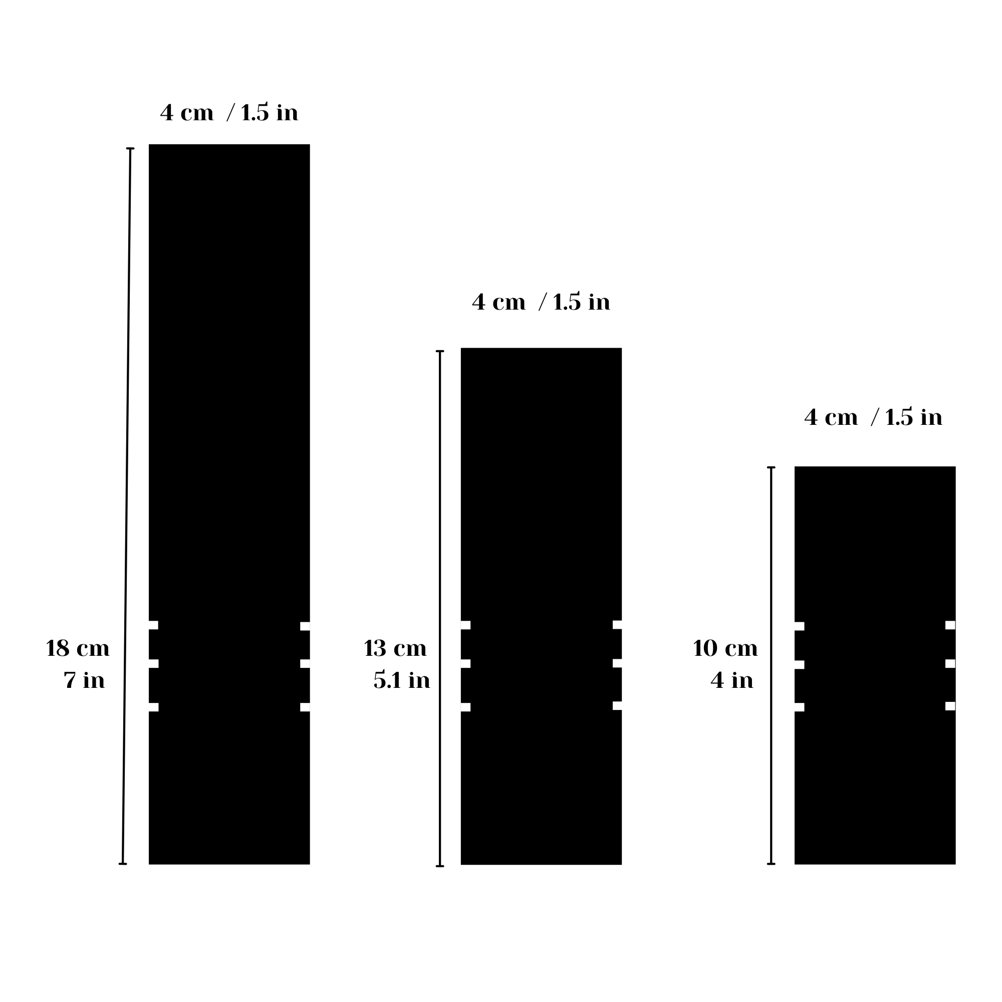 Dimensions of striped furniture legs showing height options: 4 in, 5.1 in, and 7 in; diameter 1.5 in. Ball furniture leg.