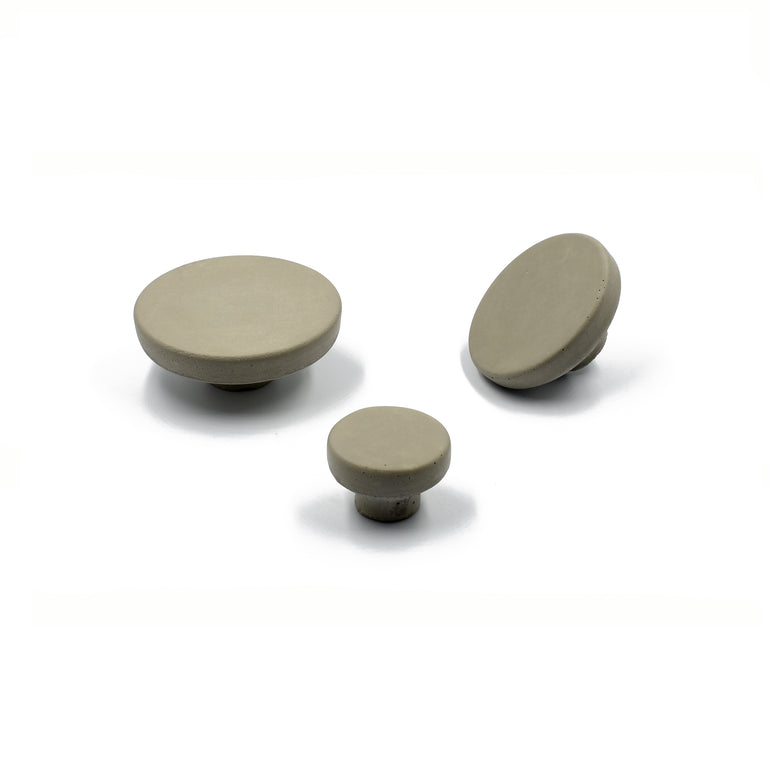 Light khaki round cabinet knobs