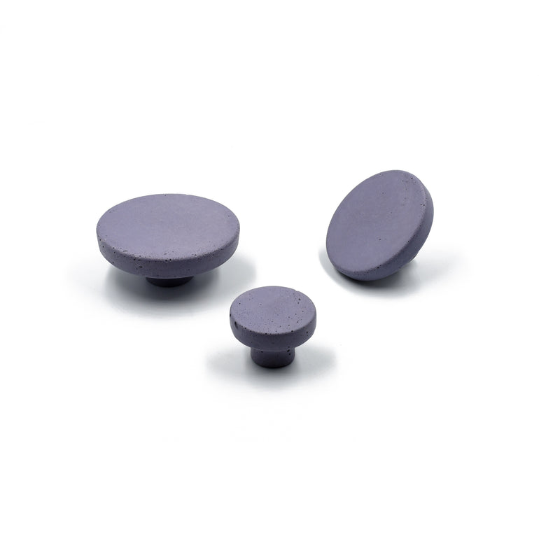 Mauve round cabinet knobs