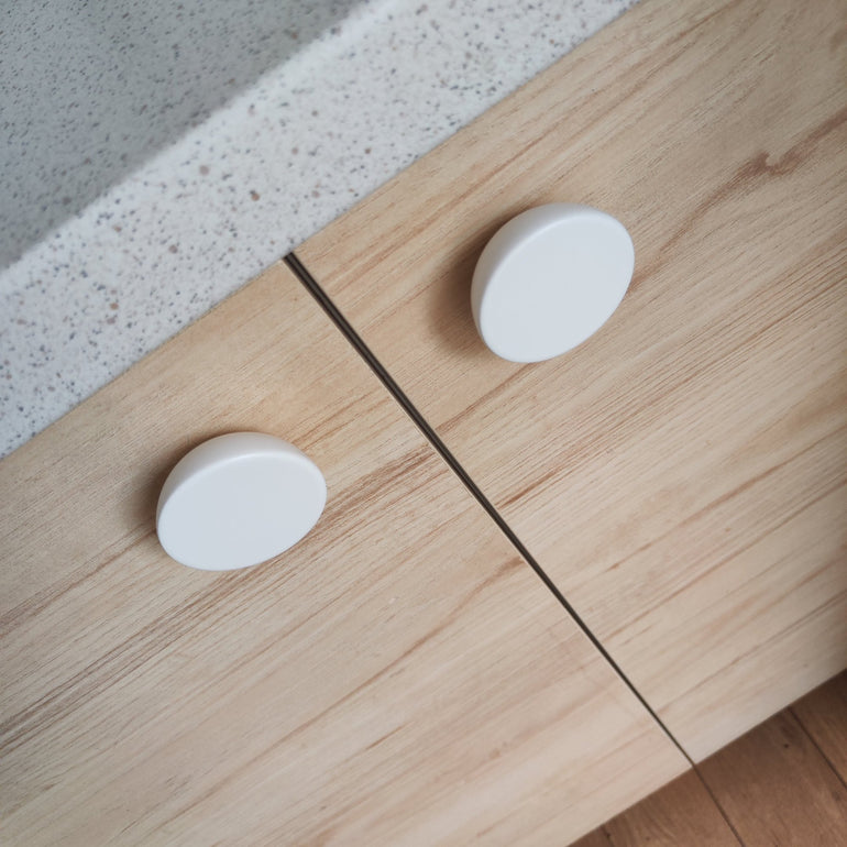 Modern white knobs