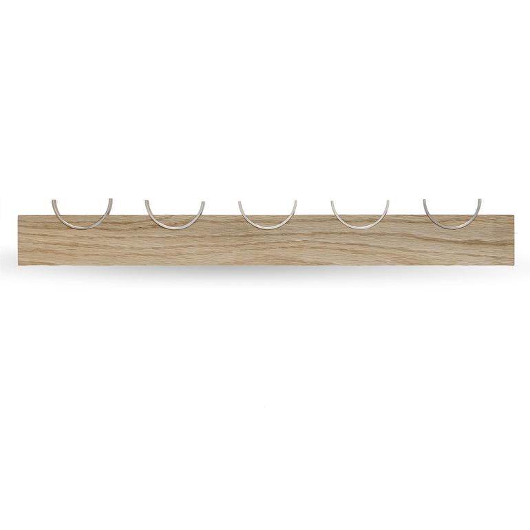 Oak wood coat rack with stainless steel