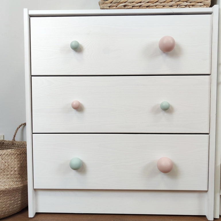 Pastel knobs on IKEA drawer