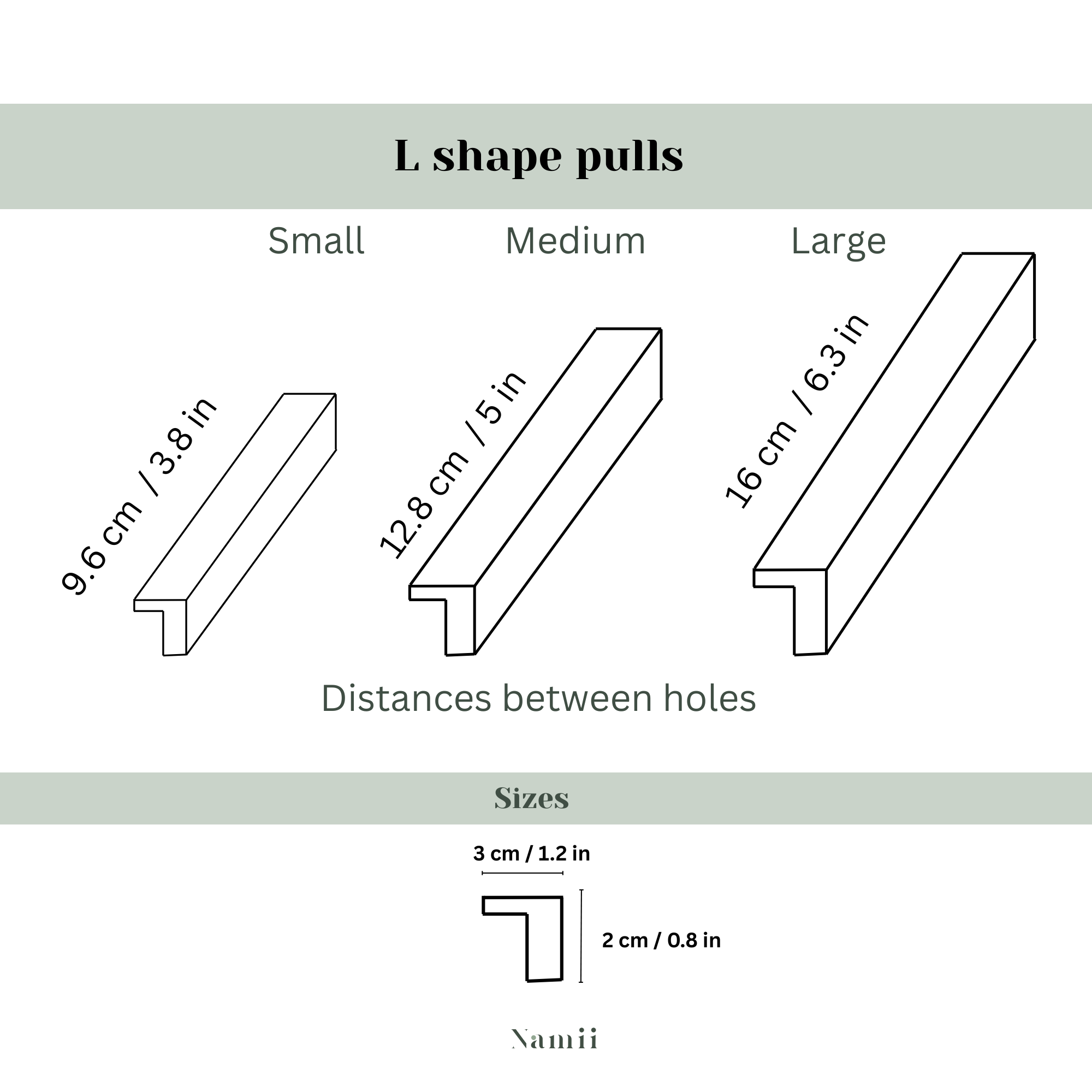 Sizes of L-Shaped Furniture Handles
