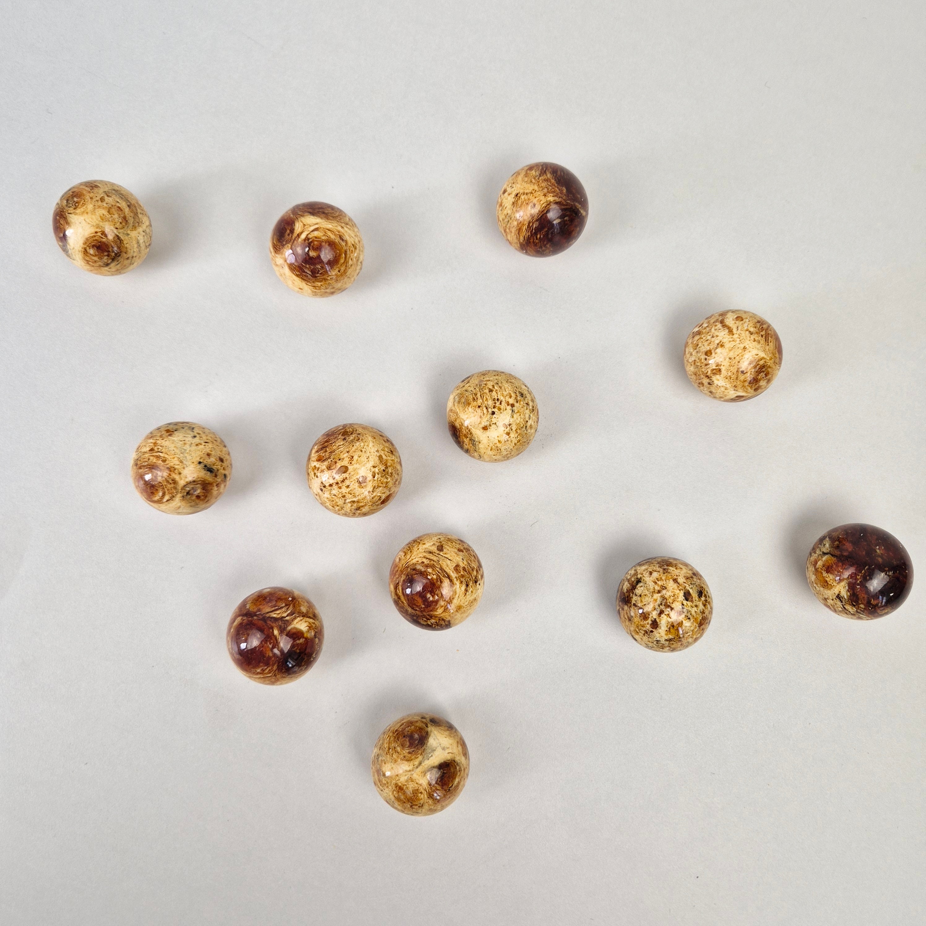 Round knob AMBER collection of beautifully crafted amber knobs arranged on a light background.