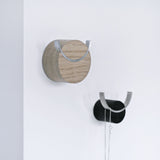 Oak wood and black wall hooks