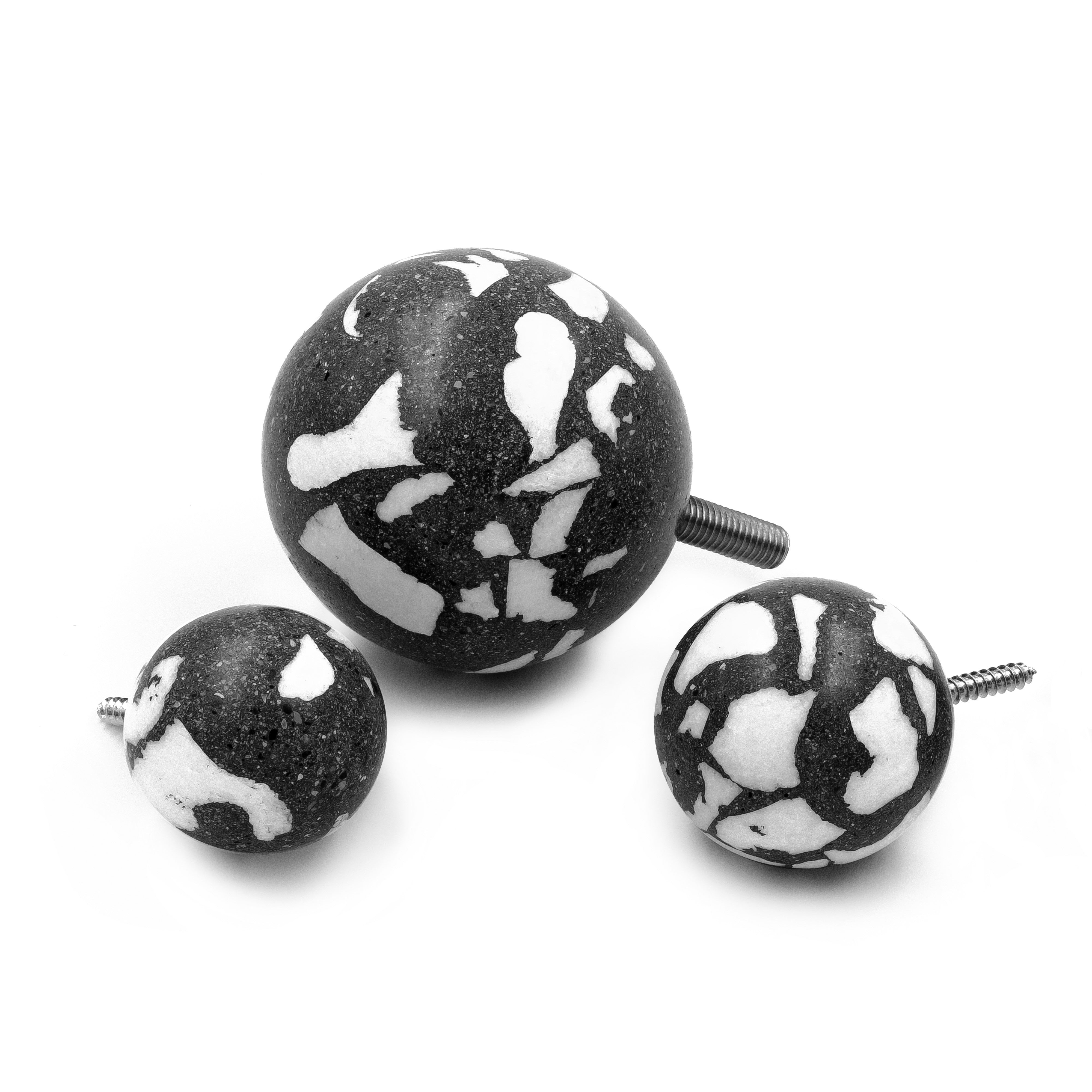 Round White and Black Terrazzo Wall Hooks 3 Pack - World Market