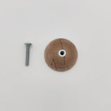 Birch wood round knob with a screw