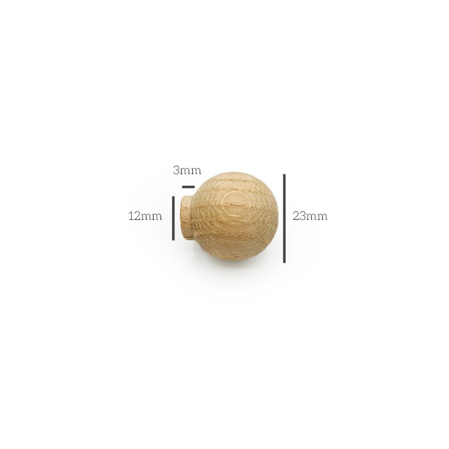 Size of oak wood knob