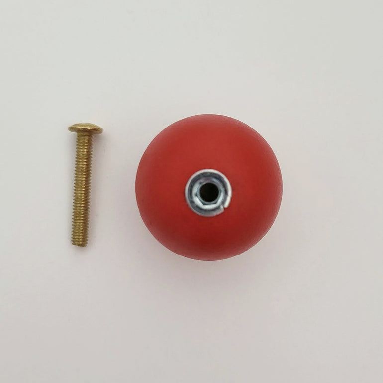 red knob with mounting screw