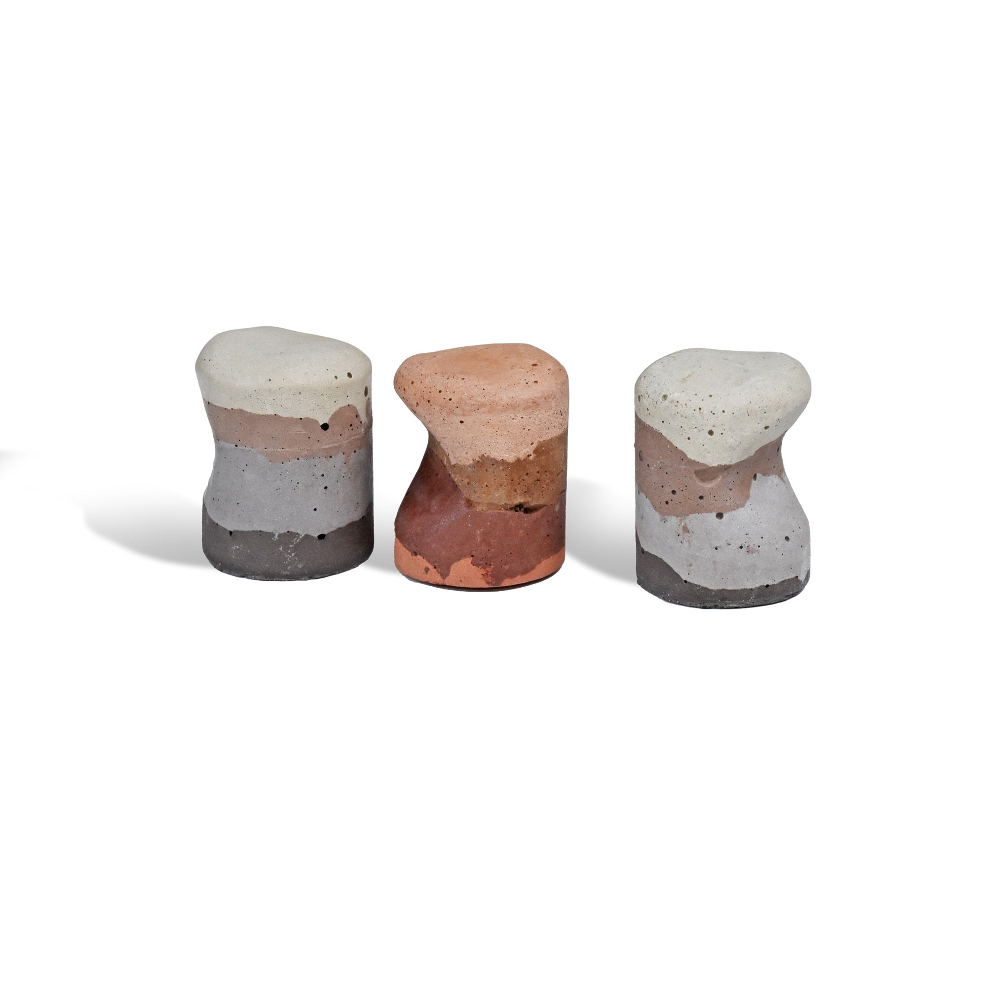 Concrete knob STRATA warm and cold colour palette